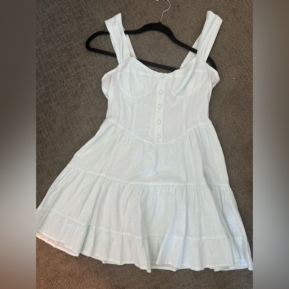 NWT Forever 21 Light Blue Linen-Blend Sweetheart - Picture 2 of 6